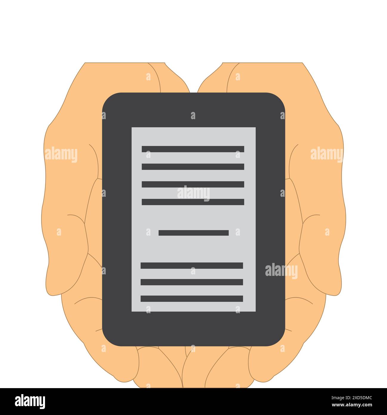 Mains tenant une liseuse électronique pour livres électroniques Illustration de Vecteur
