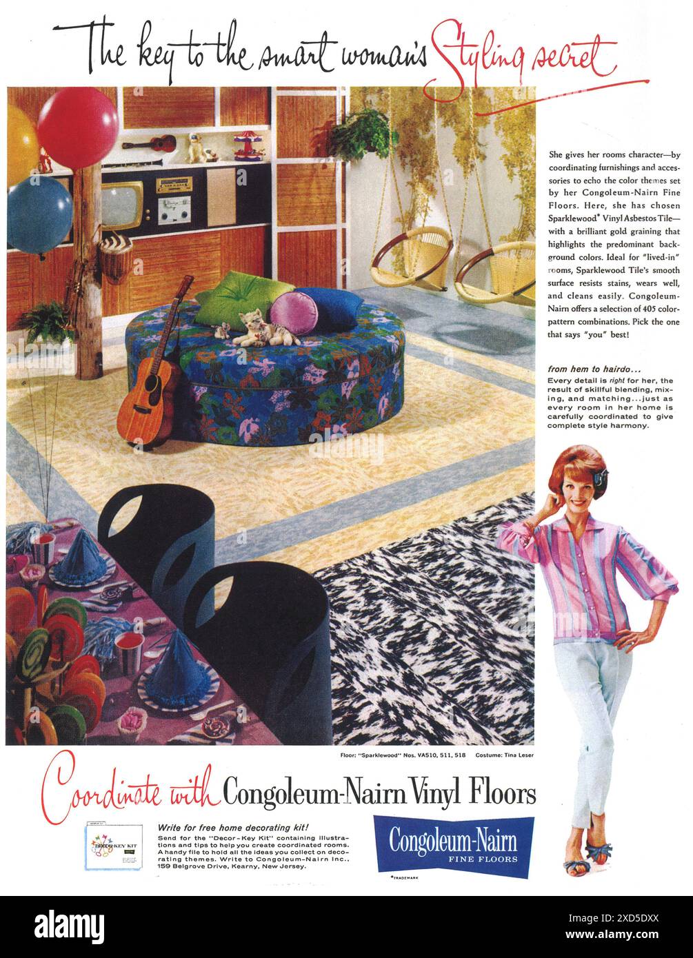Années 1960 Congoleum-Nairn vinyle planchers ad Banque D'Images