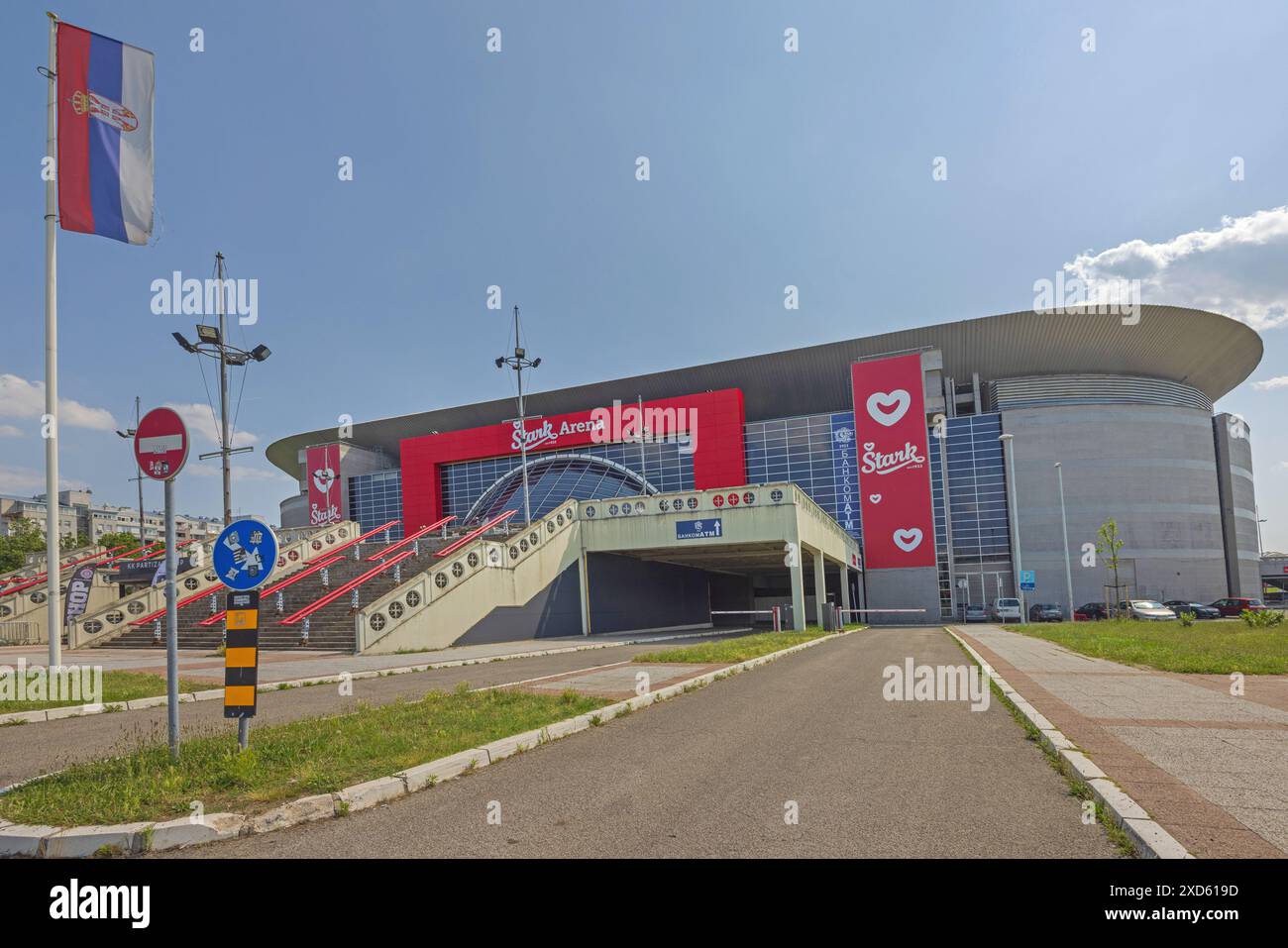 Belgrade, Serbie - 19 juin 2023 : tournois de basket-ball des installations sportives modernes Conventions et événements musicaux en direct Stark Arena au Sunny Summer Day in C. Banque D'Images