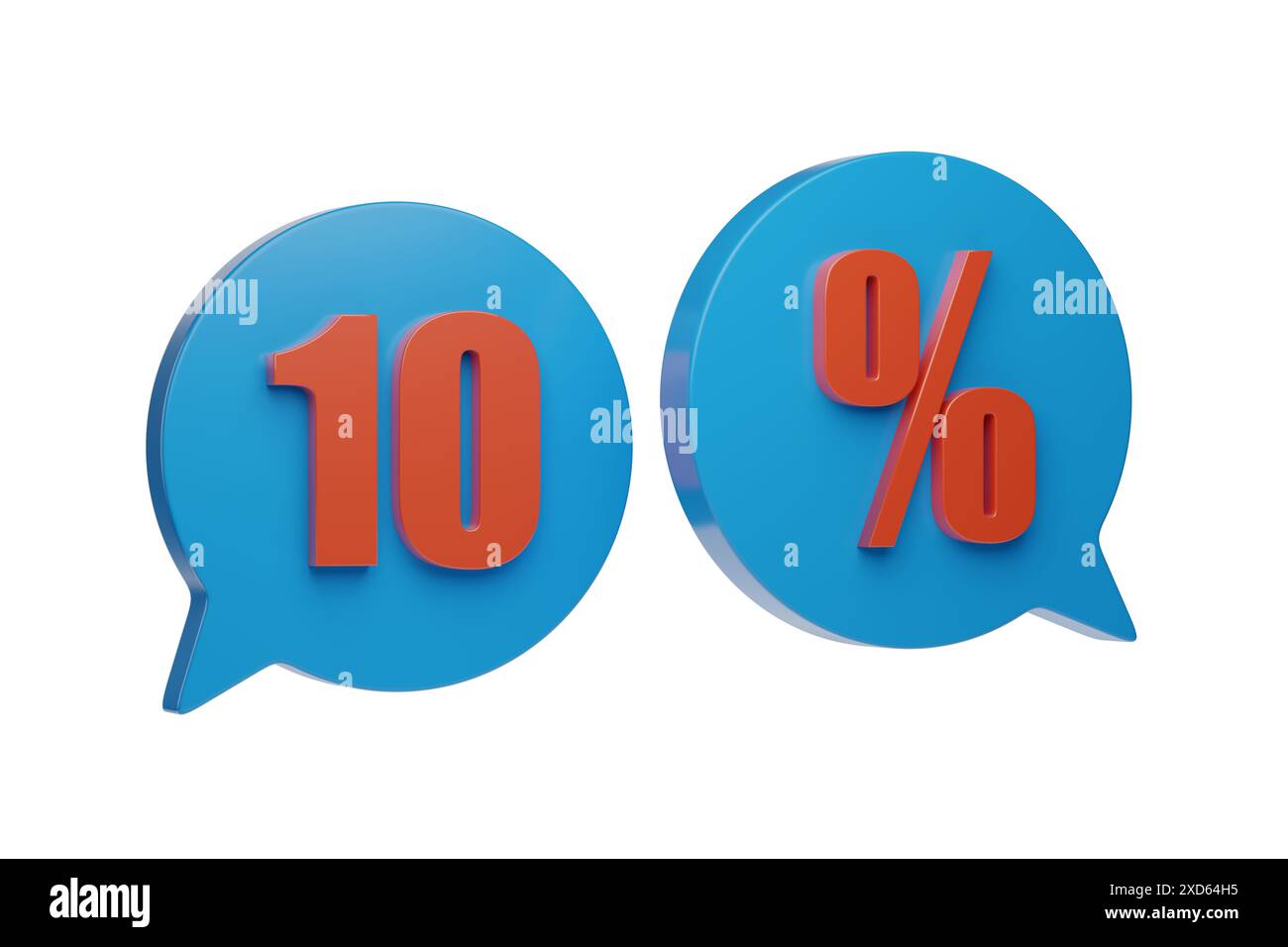 10% ballons de parole isolés sur fond blanc. illustration 3d. Banque D'Images