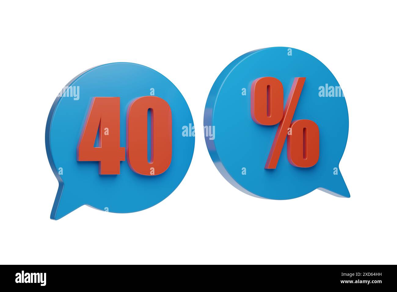 40% ballons de parole isolés sur fond blanc. illustration 3d. Banque D'Images