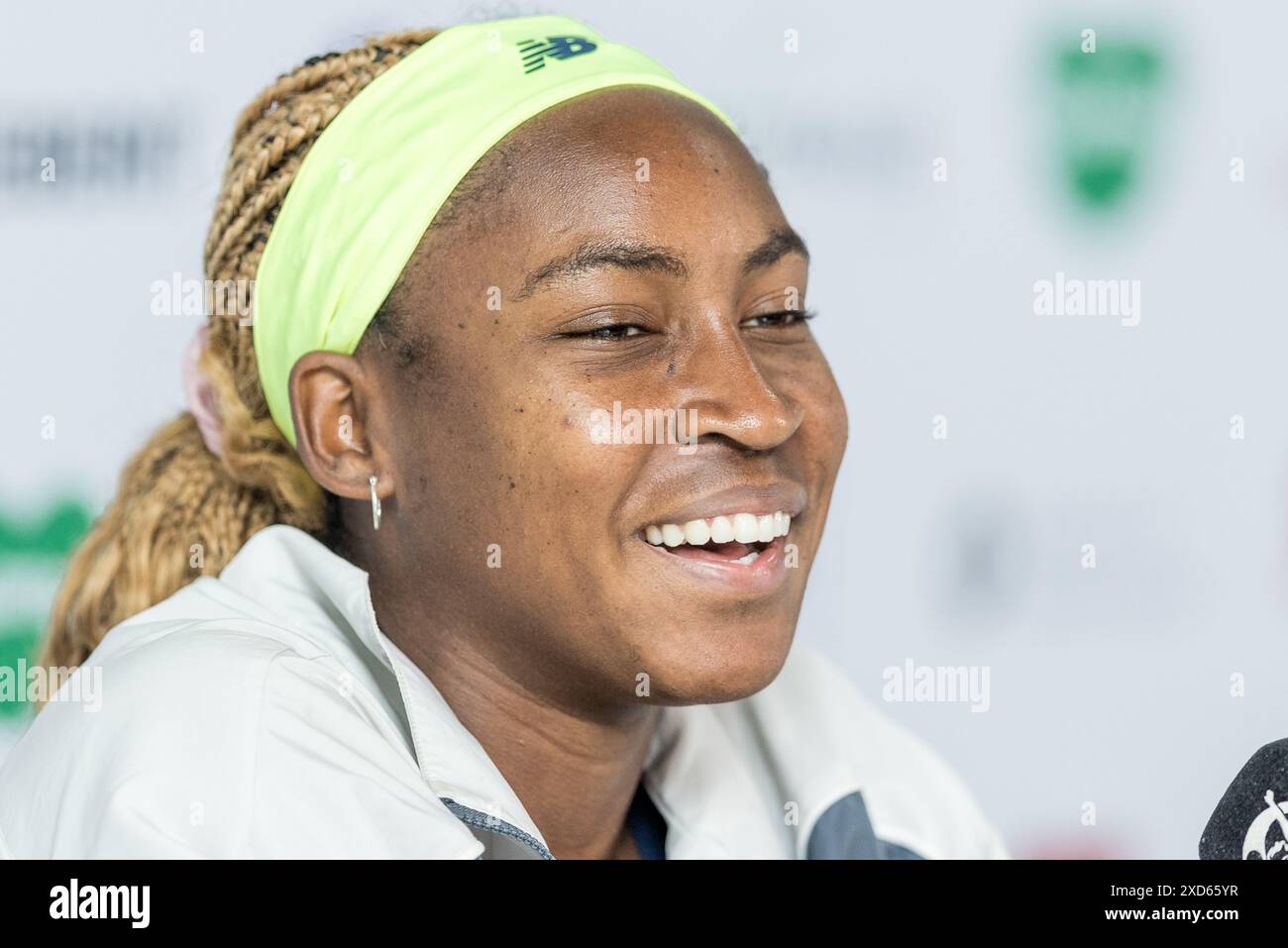 20 juin 2024 ; Rot Weiss Tennis Club, Grunewald, Berlin, Allemagne ; ecotrans WTA Ladies 500 Tennis German Open Berlin, jour 4 ; Coco Gauff en elle après la conférence de presse du match Banque D'Images