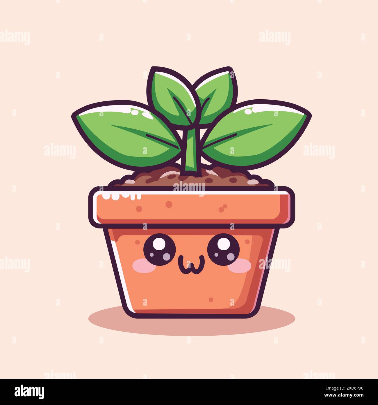 Adorable illustration de plante en pot Kawaii Illustration de Vecteur