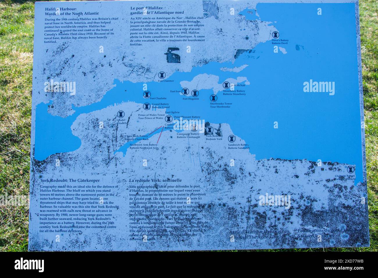 Carte de l'enseigne du port d'Halifax au lieu historique national de la Redoute York à Fergusons Cove, Nouvelle-Écosse, Canada Banque D'Images