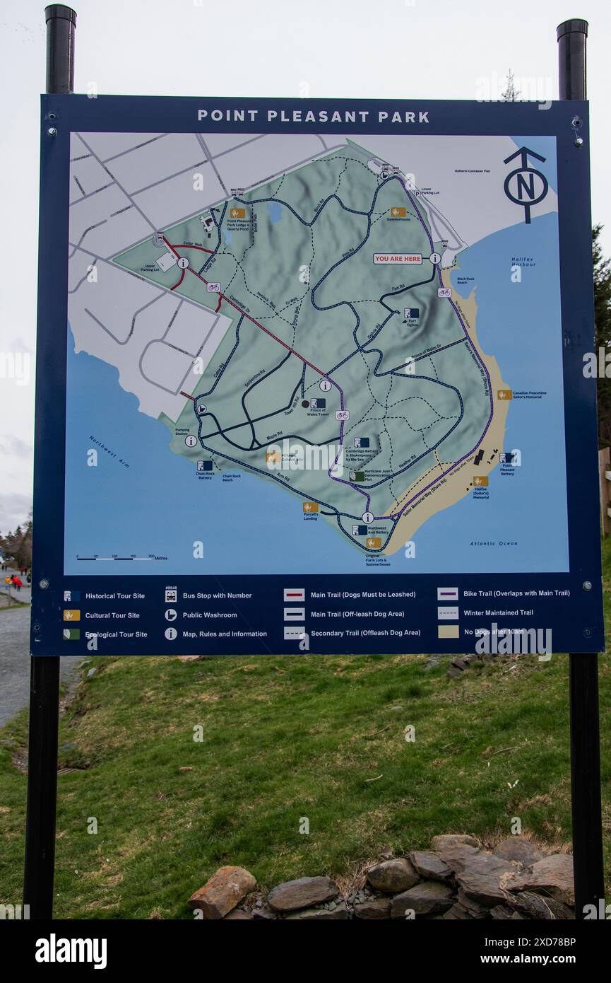 Carte du parc point Pleasant à Halifax, Nouvelle-Écosse, Canada Banque D'Images