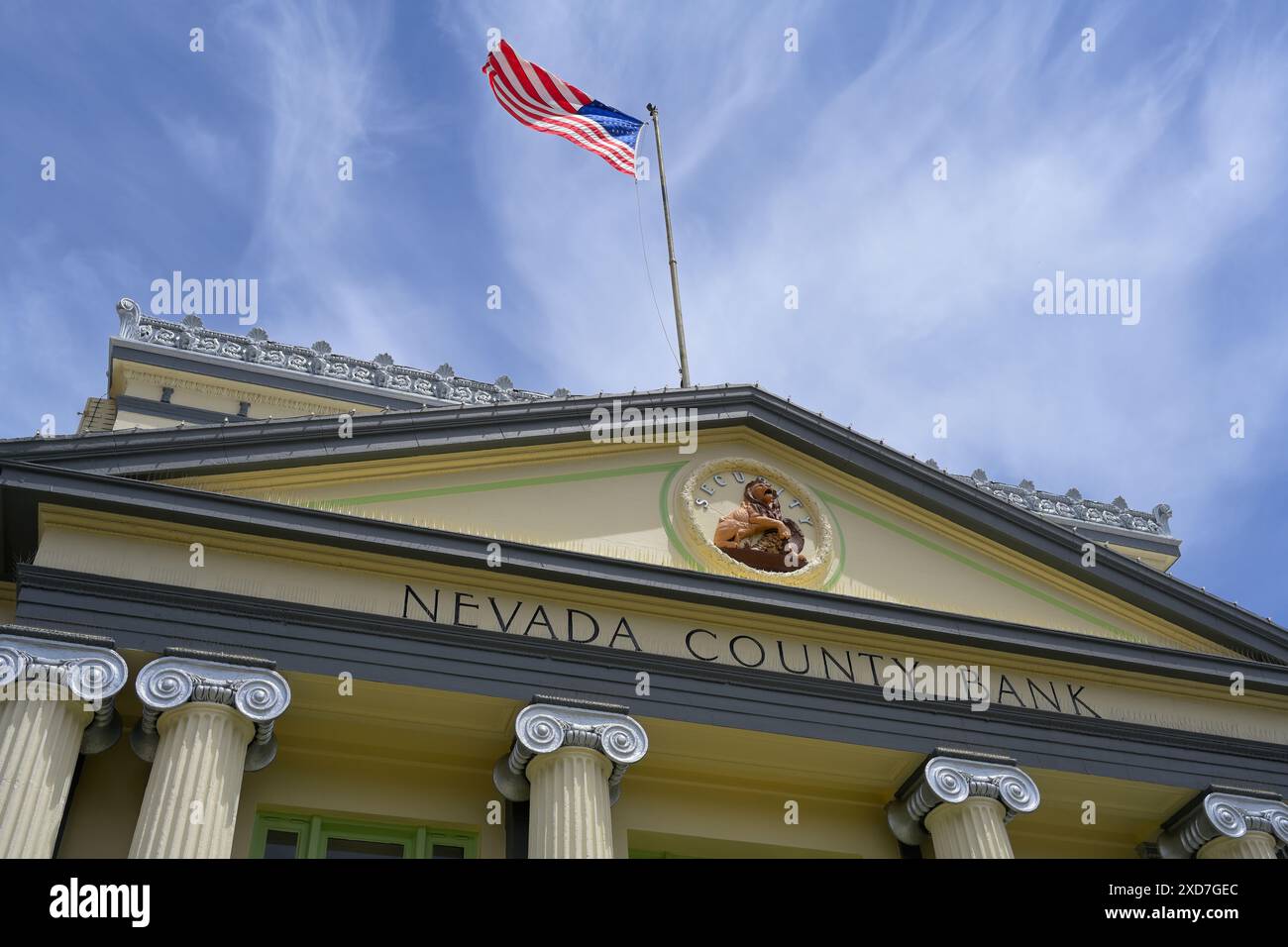 Le bâtiment historique Nevada County Bank, Green Valley CA Banque D'Images