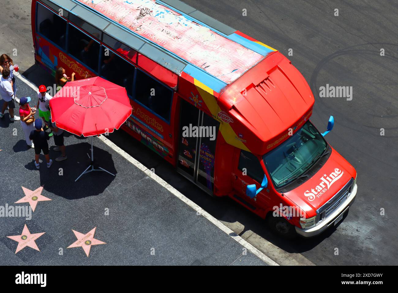 Starline Tours sur Hollywood Boulevard, Starline est le premier Hollywood Celebrity Homes Tour depuis 1935 Banque D'Images