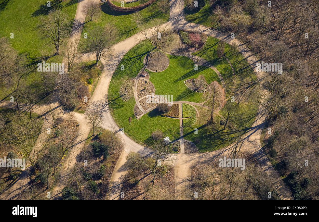 Vue aérienne, jardin circulaire dans le jardin de la ville, vieille ville, Gelsenkirchen, région de la Ruhr, Rhénanie du Nord-Westphalie, Allemagne Banque D'Images