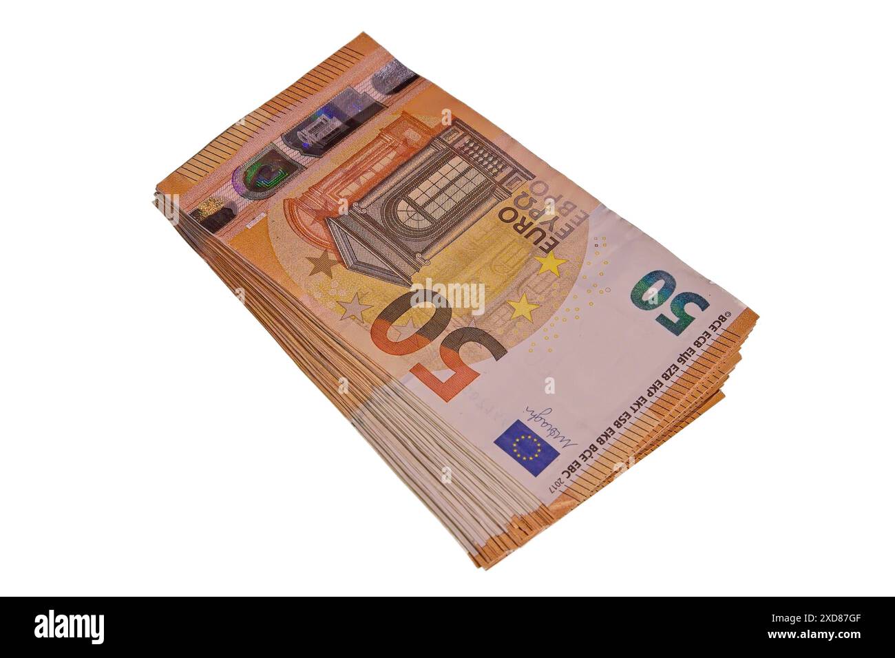 Gros plan de la pile de billets de 50 euros. Banque D'Images