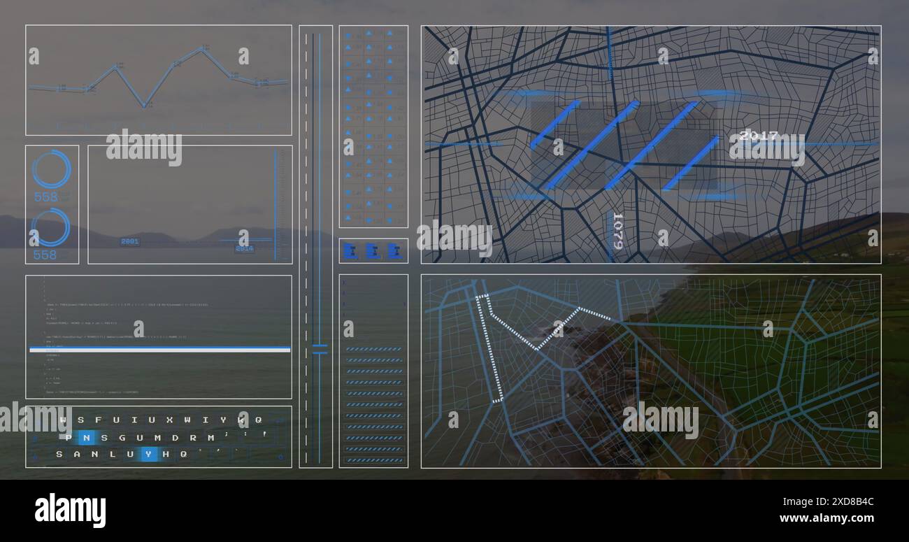 Traitement global des données et concept d'interface numérique image générée numériquement Banque D'Images