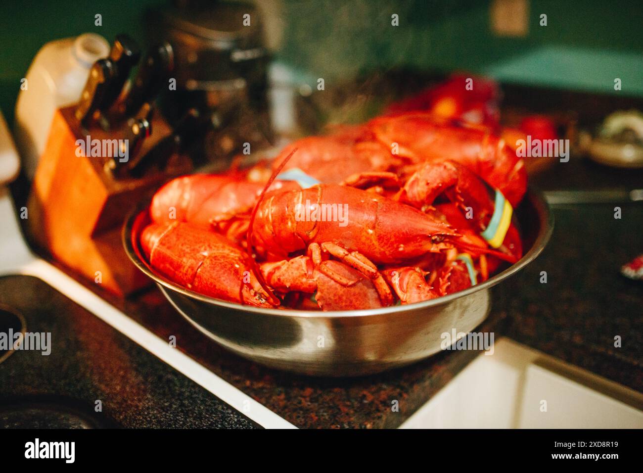 bol de homards rouges cuits Banque D'Images