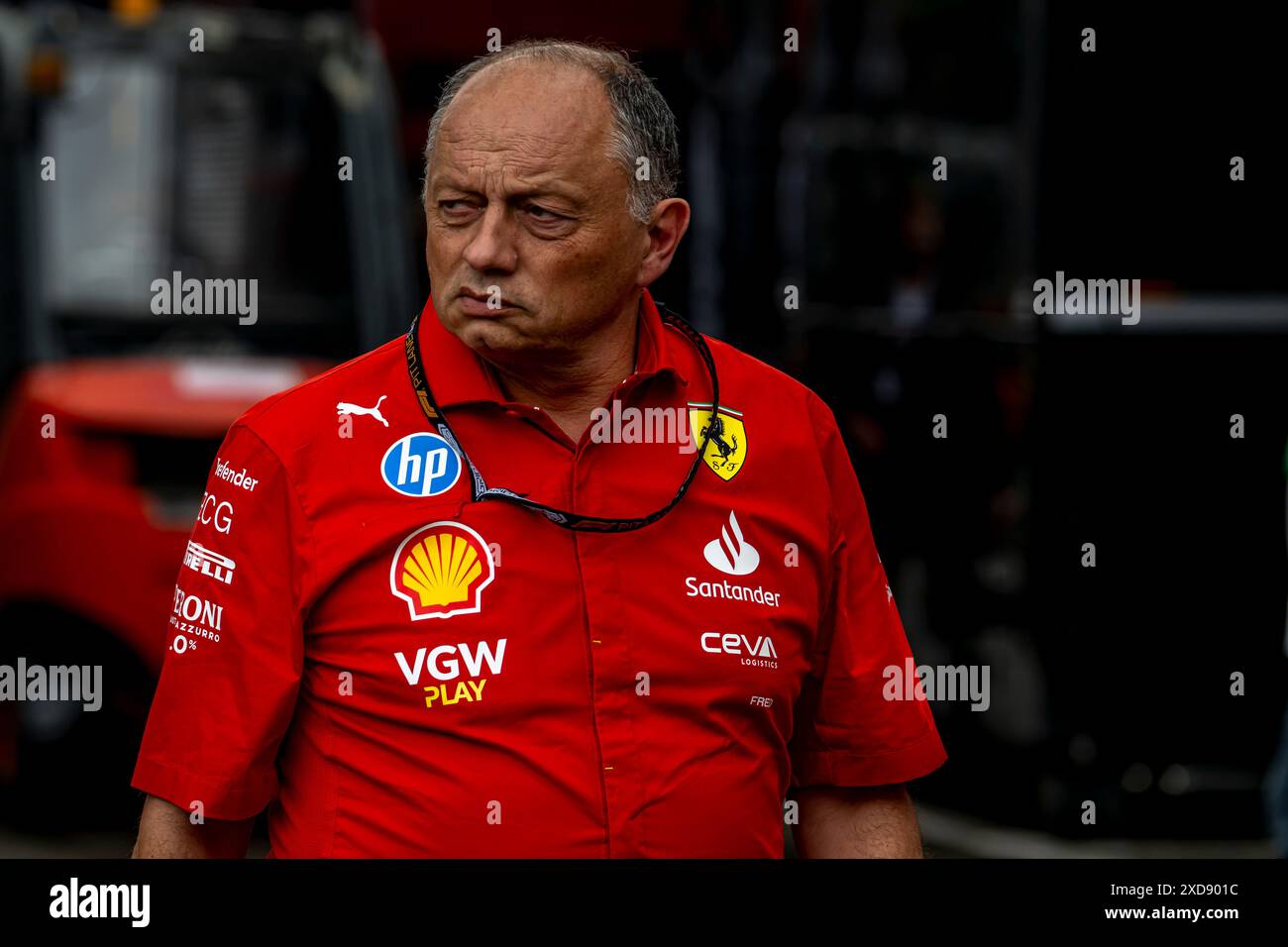 Montmelo, Espagne, 21 juin 2024, Frederic Vasseur, le Team Principle de l'équipe Ferrari participant à la build UP, manche 10 du championnat de formule 1 2024. Crédit : Michael Potts/Alamy Live News Banque D'Images