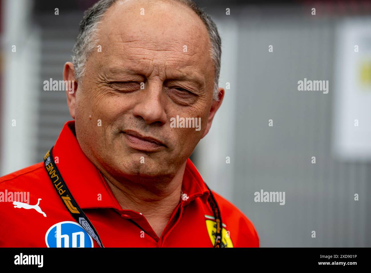 Montmelo, Espagne, 21 juin 2024, Frederic Vasseur, le Team Principle de l'équipe Ferrari participant à la build UP, manche 10 du championnat de formule 1 2024. Crédit : Michael Potts/Alamy Live News Banque D'Images