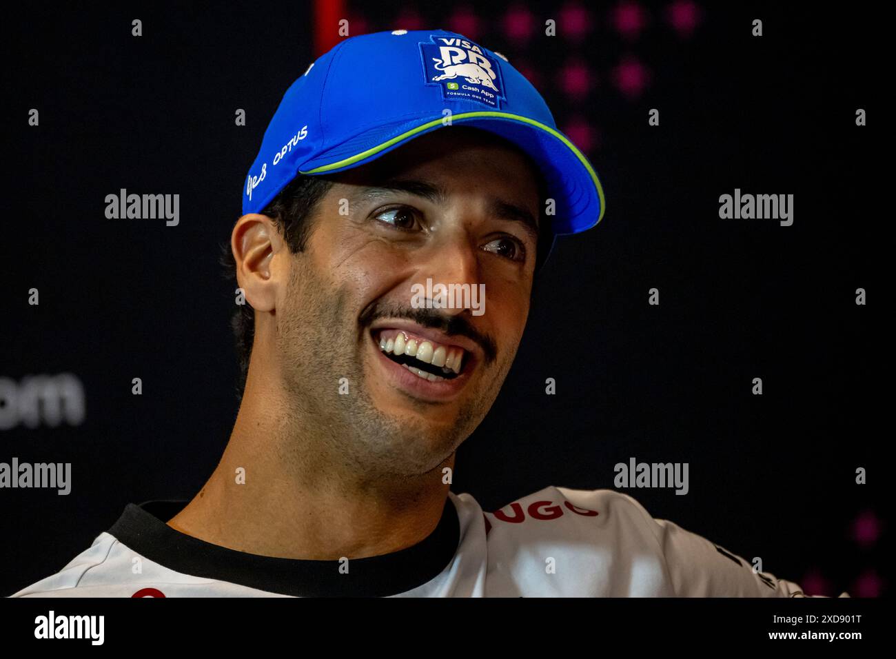 Montmelo, Espagne, 21 juin 2024, Daniel Ricciardo, originaire d'Australie, concourt pour Visa Cash App RB F1 Team. The Build Up, 10e manche du championnat de formule 1 2024. Crédit : Michael Potts/Alamy Live News Banque D'Images