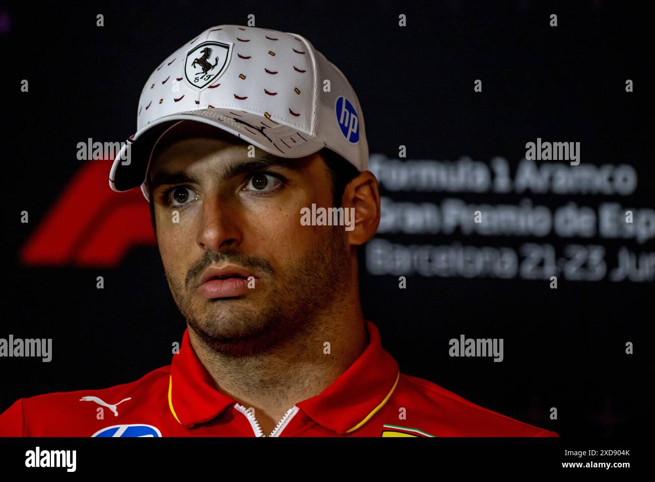 Montmelo, Espagne, 21 juin 2024, Carlos Sainz, de l'Espagne, concourt pour Ferrari. The Build Up, 10e manche du championnat de formule 1 2024. Crédit : Michael Potts/Alamy Live News Banque D'Images