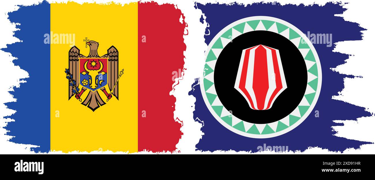Bougainville et Moldavie grunge drapeaux connexion, vecteur Illustration de Vecteur