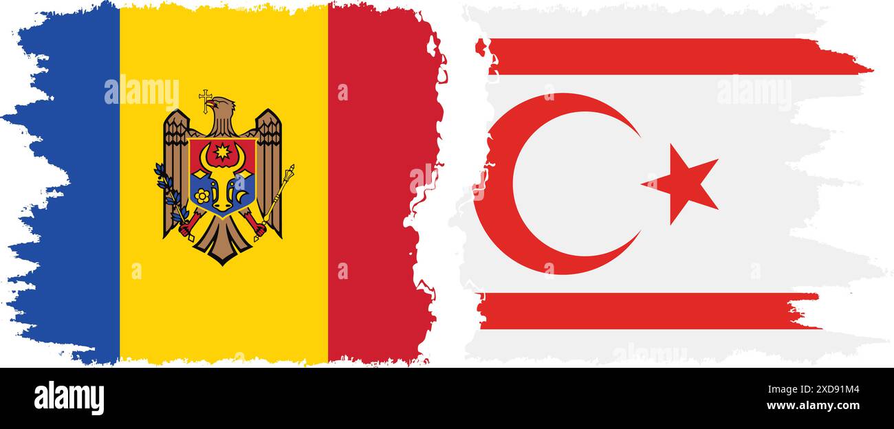 République turque de Chypre du Nord et Moldavie grunge drapeaux connexion, vector Illustration de Vecteur