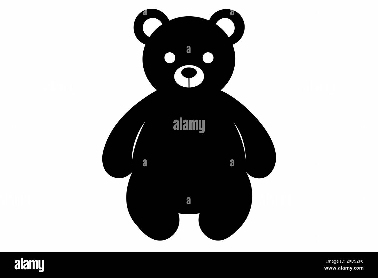 Silhouette noire d'ours jouet isolé sur un fond blanc. Mignon bébé ours en peluche. Concept de jouets pour enfants, enfance, amusement, jeu, temps de jeu, minimaliste de Illustration de Vecteur