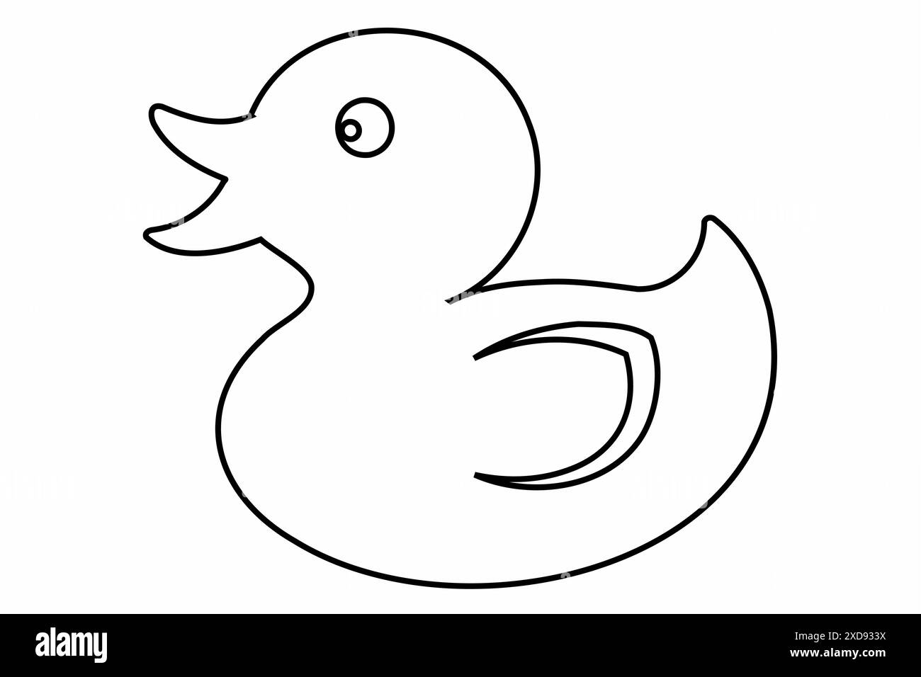 Contour noir d'un canard en caoutchouc isolé sur un fond blanc. Icône canard jouet de bain. Concept de minimalisme, jouet de bain, design simple. Imprimer, icône, logo, Illustration de Vecteur