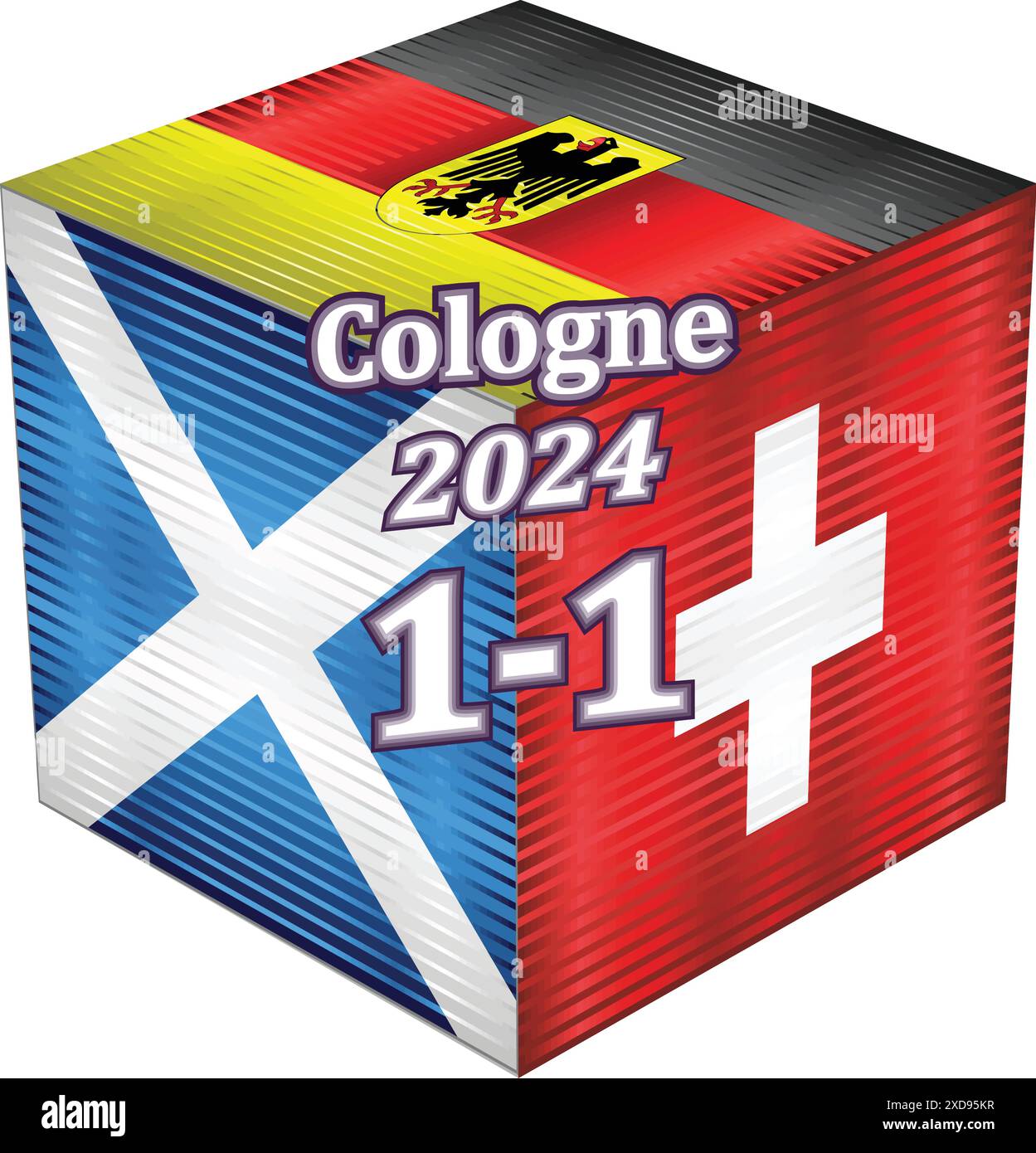 Championnat d'Europe de football de l'UEFA, score Ecosse VS Suisse, résultat, 1-1 Illustration de Vecteur