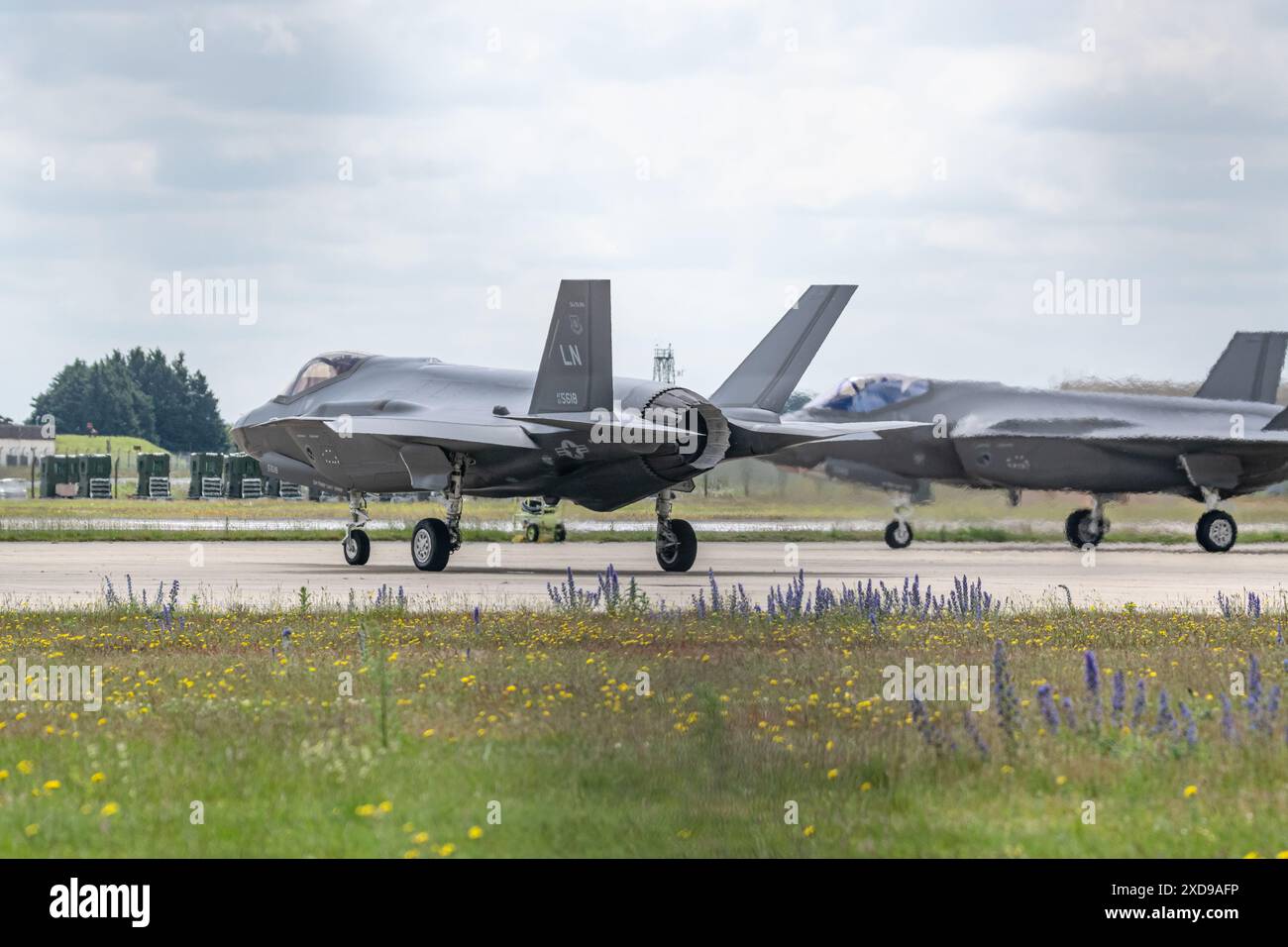 USAF Lockheed Martin F-35A attend le départ à RAF Lakenheath Banque D'Images