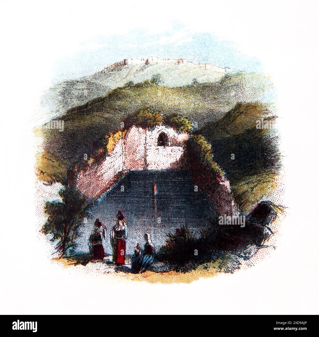 Illustration de la piscine de Siloam où dit dans l'Évangile de Jean Jésus Christ guéri l'homme aveugle 19ème siècle Brown's Self-Interpreting Family Bible Banque D'Images