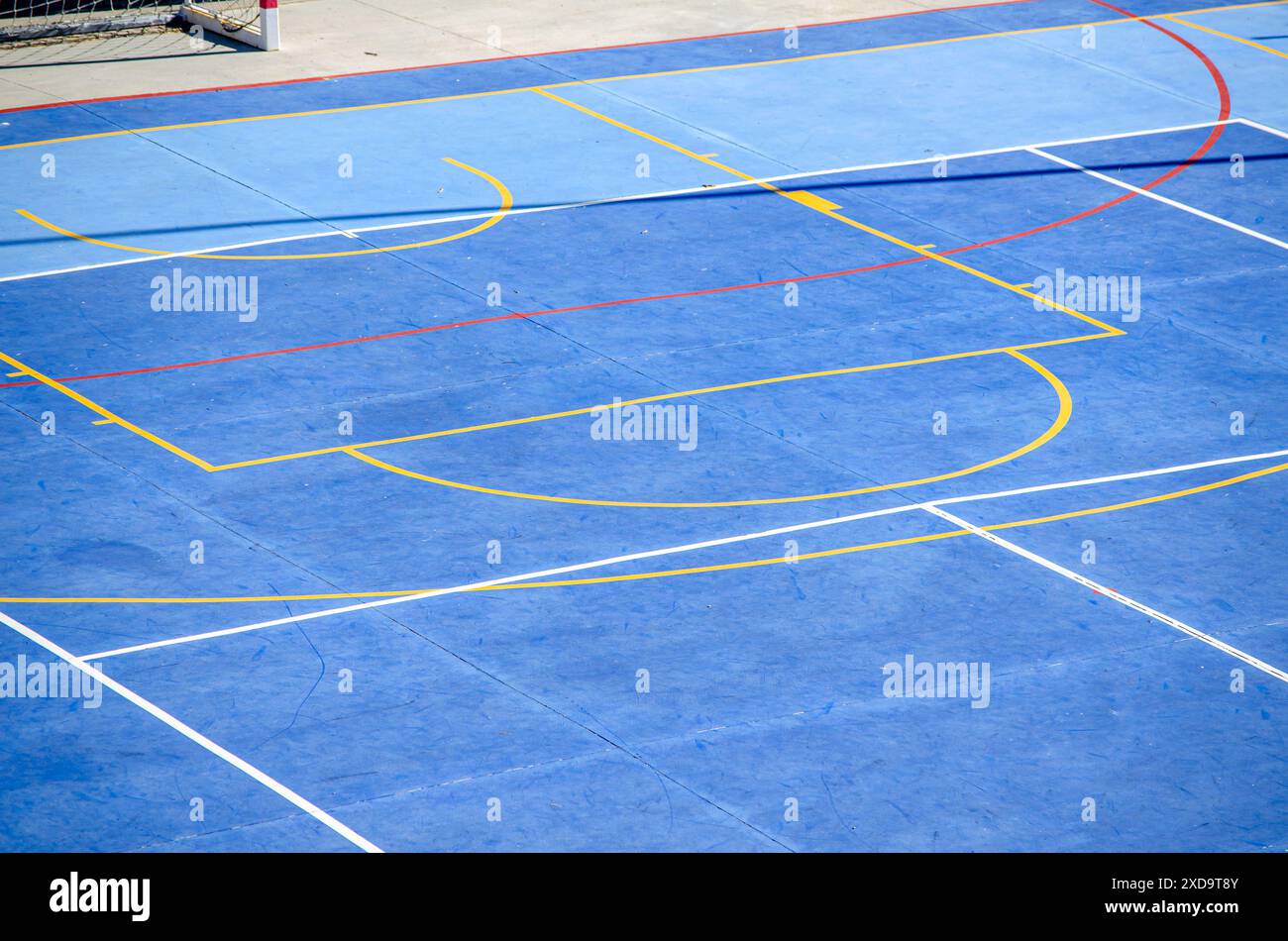 vue d'en haut d'un terrain de futsal, basket-ball et handball Banque D'Images