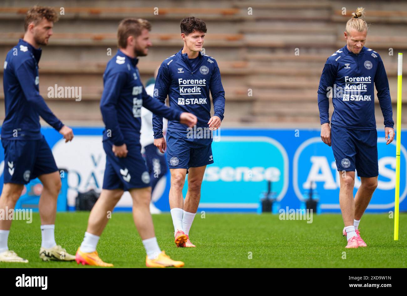 Francfort, Tyskland. 21 juin 2024. Christian Noergaard, Simon Kjaer, Jacob Bruun Larsen et Anders Dreyer lors de l'entraînement de l'équipe nationale masculine danoise à Freudenstadt, en Allemagne, vendredi 21 juin 2024. L'équipe nationale de football rencontre la Serbie mardi 25 juin 2024. (Photo : Liselotte Sabroe/Ritzau Scanpix) crédit : Ritzau/Alamy Live News Banque D'Images