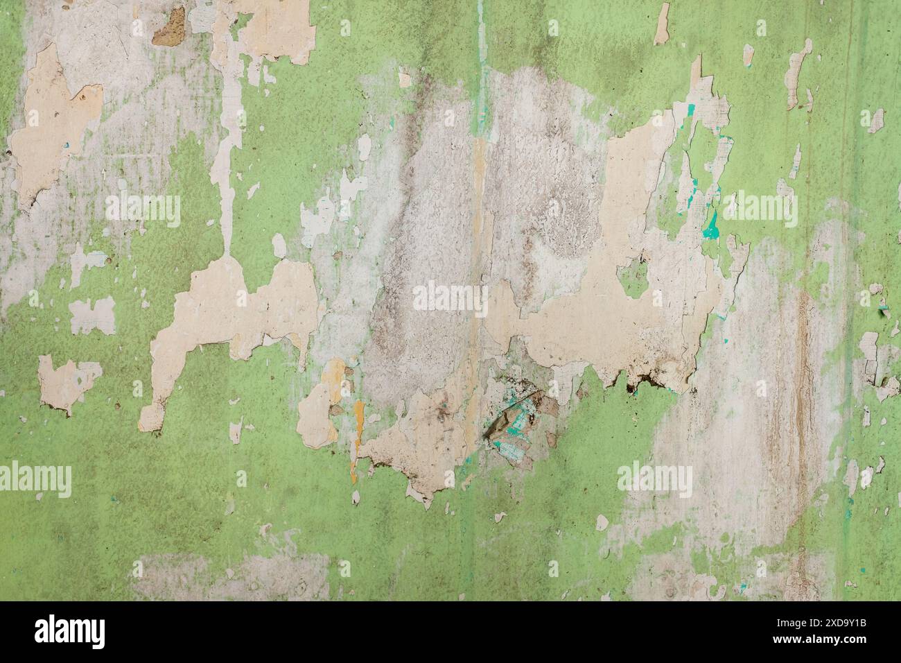 mur détérioré peint en vert dans une maison abandonnée, fond texturé Banque D'Images