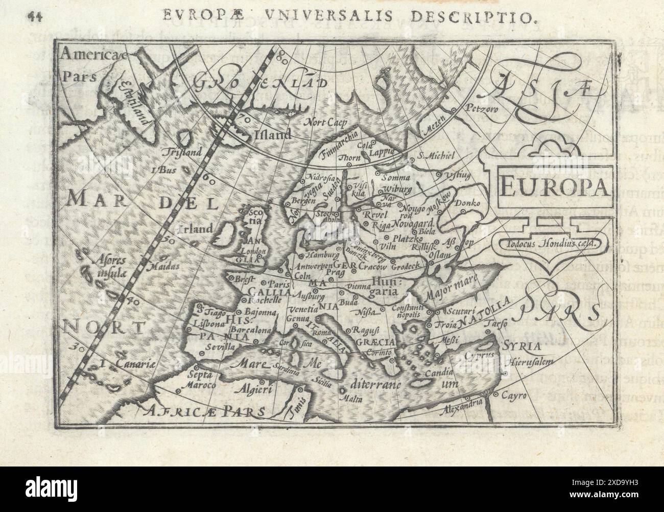 Europae Universalis / Europa de Bertius / Langenes / Hondius. Carte Europe 1603 Banque D'Images