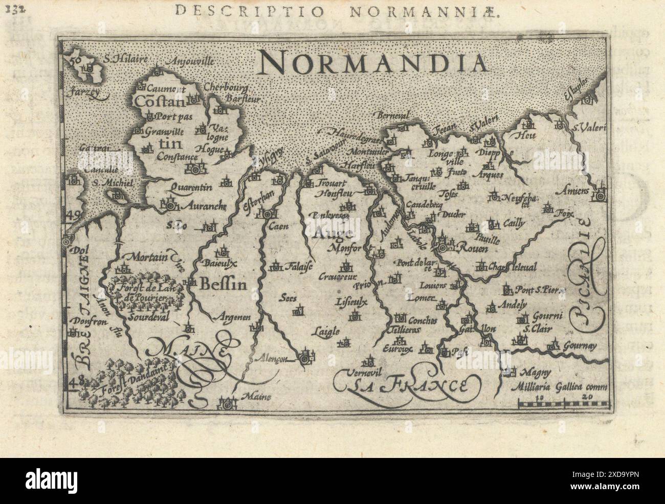 Normanniae / Normandia de Bertius / Langenes. Normandie 1603 ancienne carte antique Banque D'Images