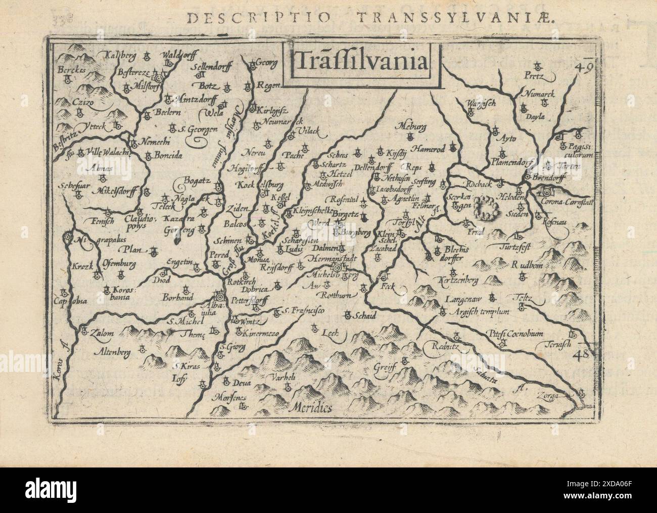 Transsylvanie / Transsylvanie par Bertius / Langenes. Transylvania 1603 carte Banque D'Images