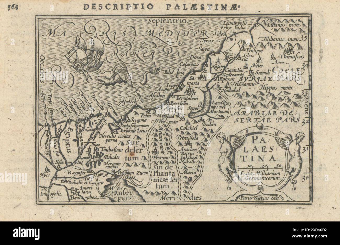 Palaestinae / Palaestina de Bertius / Langenes. Palestine Israël 1603 carte ancienne Banque D'Images