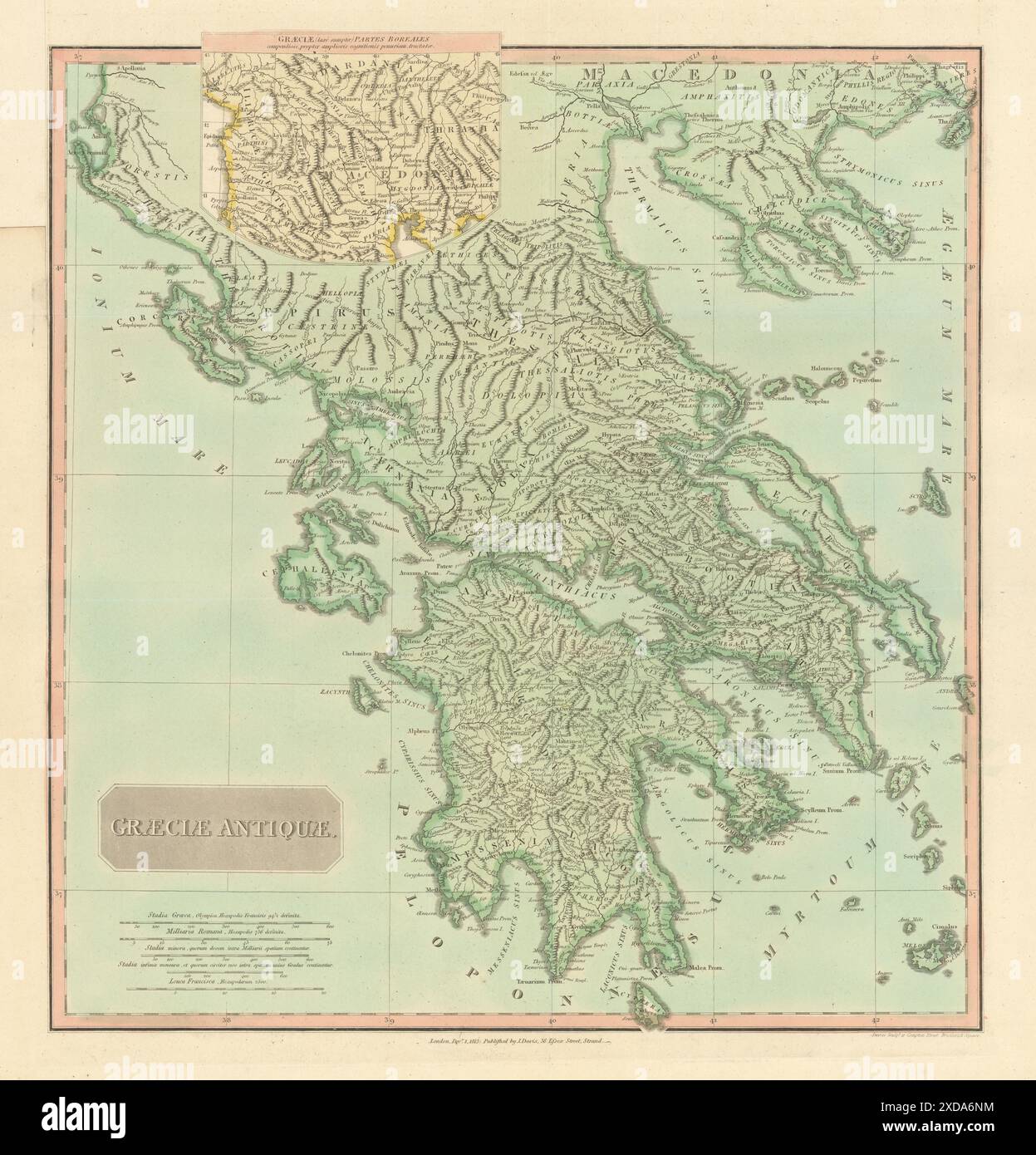'Graeciae Antiquae'. La Grèce antique. D'Anville, 1815 ancienne carte graphique plan Banque D'Images