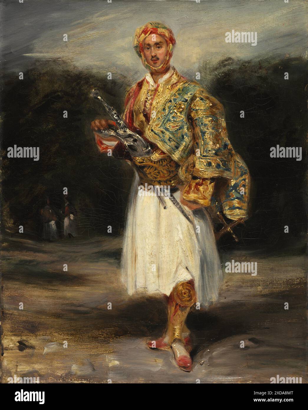 Oeuvre d'art vintage Comte Demetrius de Palatiano en costume de Suliot, non datée. Imitateur d'Eugne Delacroix (français, 17981863.jpg - 2XDA8MT Banque D'Images