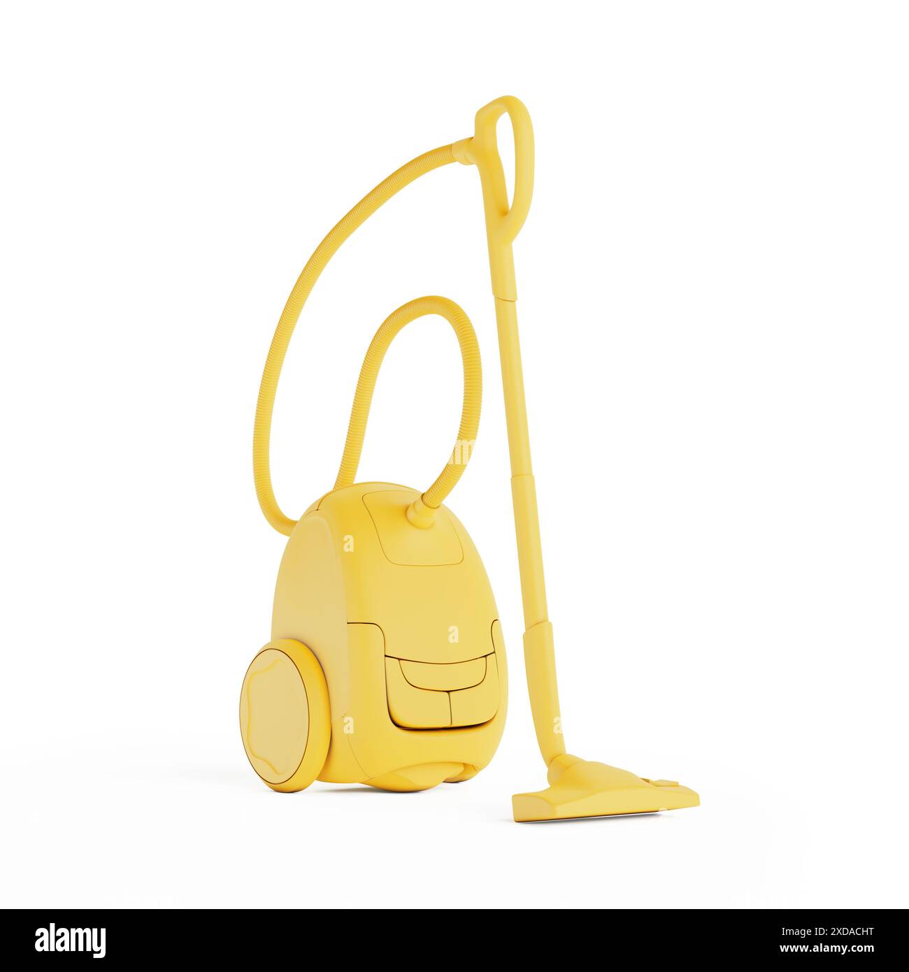 Icône jaune de maquette d'aspirateur en style argile sur fond blanc. Rendu 3D. Banque D'Images