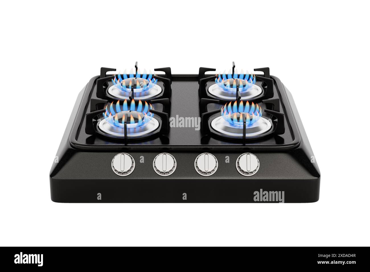 Icône de cuisinière à gaz de table mobile sur un fond blanc. Rendu 3D. Banque D'Images