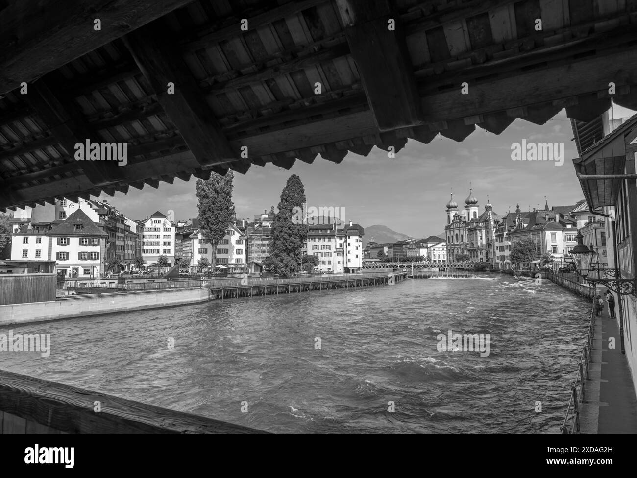 Pont de la Spreuer et rivière Reuss dans la ville de Lucerne, Suisse Banque D'Images