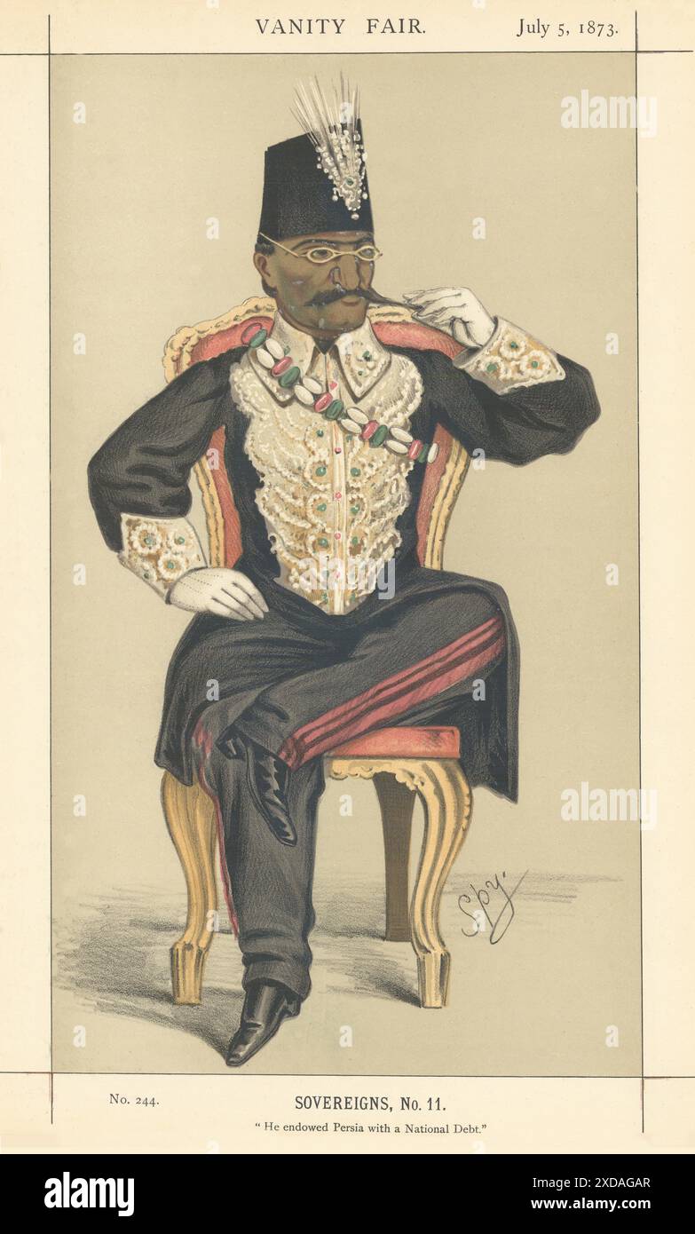 VANITY FAIR ESPION CARICATURE Shah Naser al-DIN Shah Qajar 'il a doté Persia…' 1873 Banque D'Images