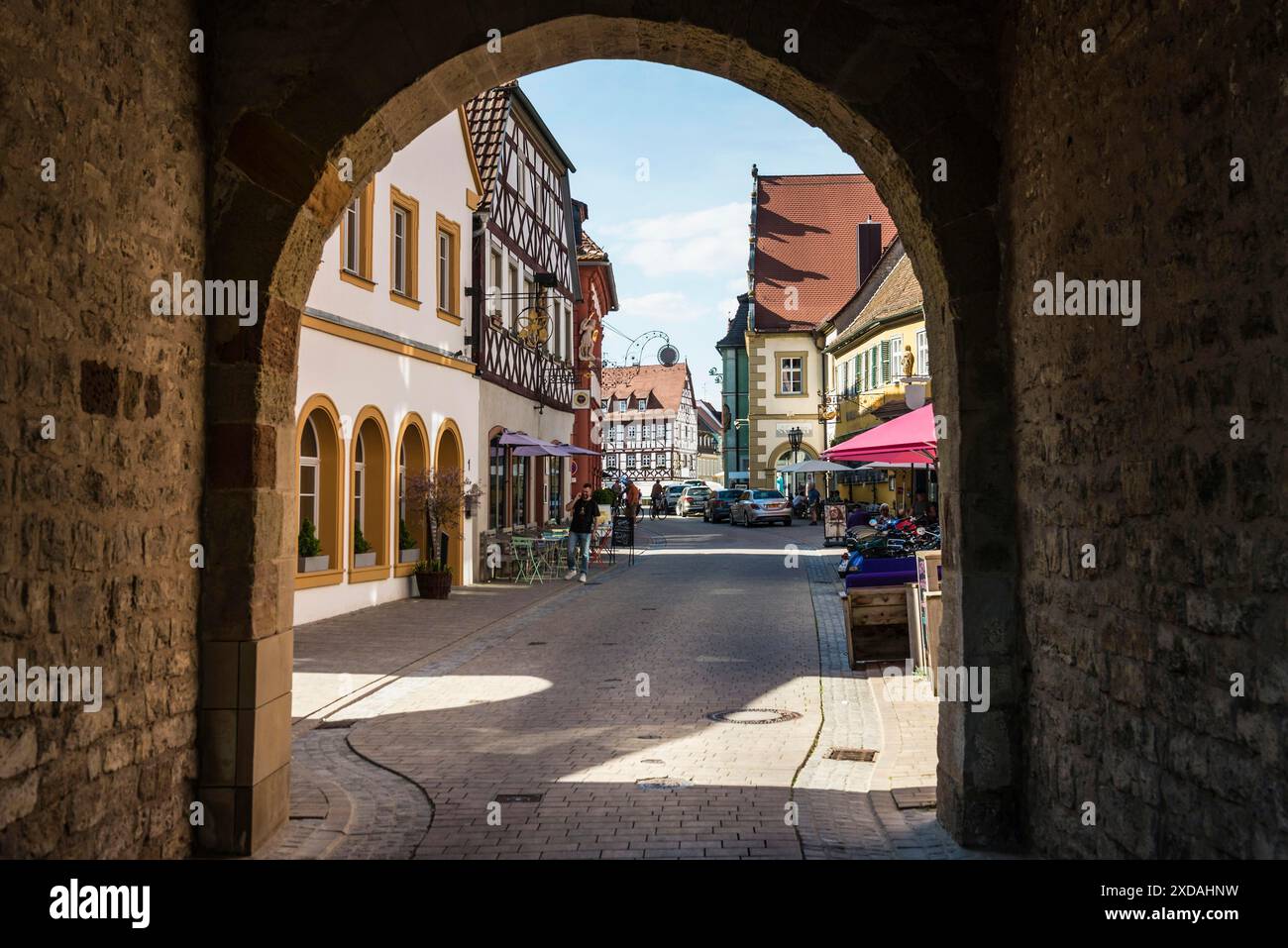 Village viticole médiéval, Volkach, Mainfranken, basse-Franconie, Franconie, Bavière, Allemagne Banque D'Images