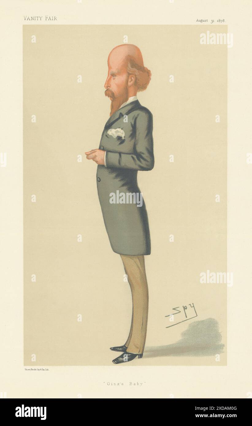 DESSIN ANIMÉ EDWARD Jenkins, ESPION VANITY FAIR, « Ginx's Baby » Canada 1878 Old Print Banque D'Images