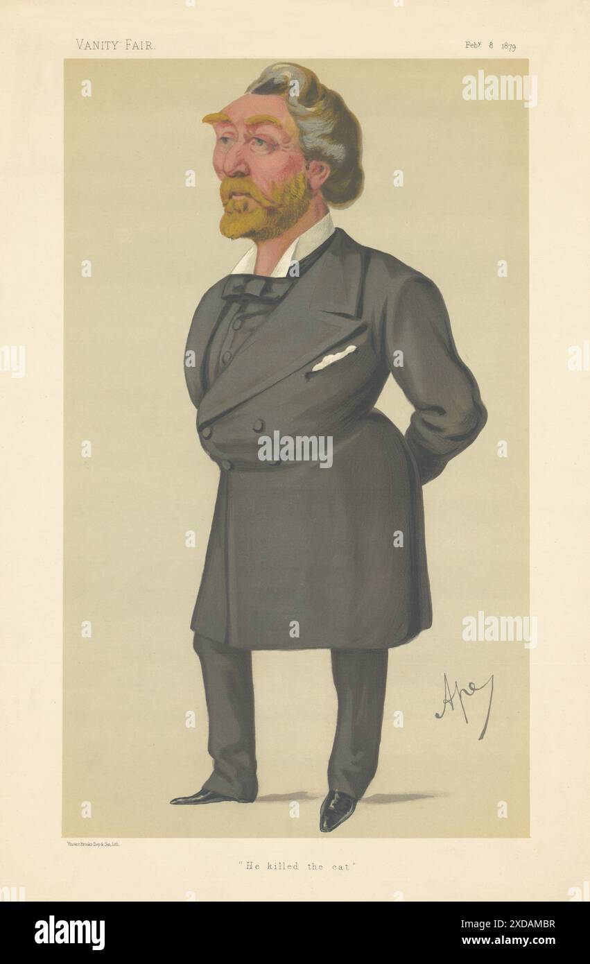 VANITY FAIR SPY CARTOON Arthur John Otway 'il a tué le chat'. Stafford MP 1879 Banque D'Images