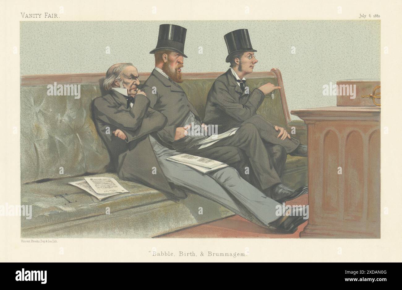 VANITY FAIR SPY CARICATURE The Treasury Bench 'Babble, Birth & Brummagem' 1880 Banque D'Images