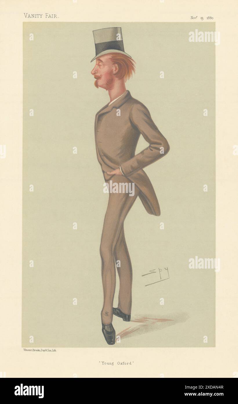 VANITY FAIR SPY CARICATURE Viscount Lymington « Young Oxford » Hampshire 1880 imprimé Banque D'Images