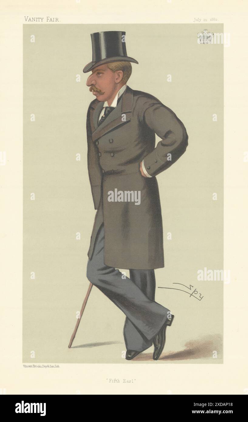 VANITY FAIR SPY CARICATURE le comte d'Ilchester 'Fifth Earl' SOMT 1882 vieux imprimé Banque D'Images