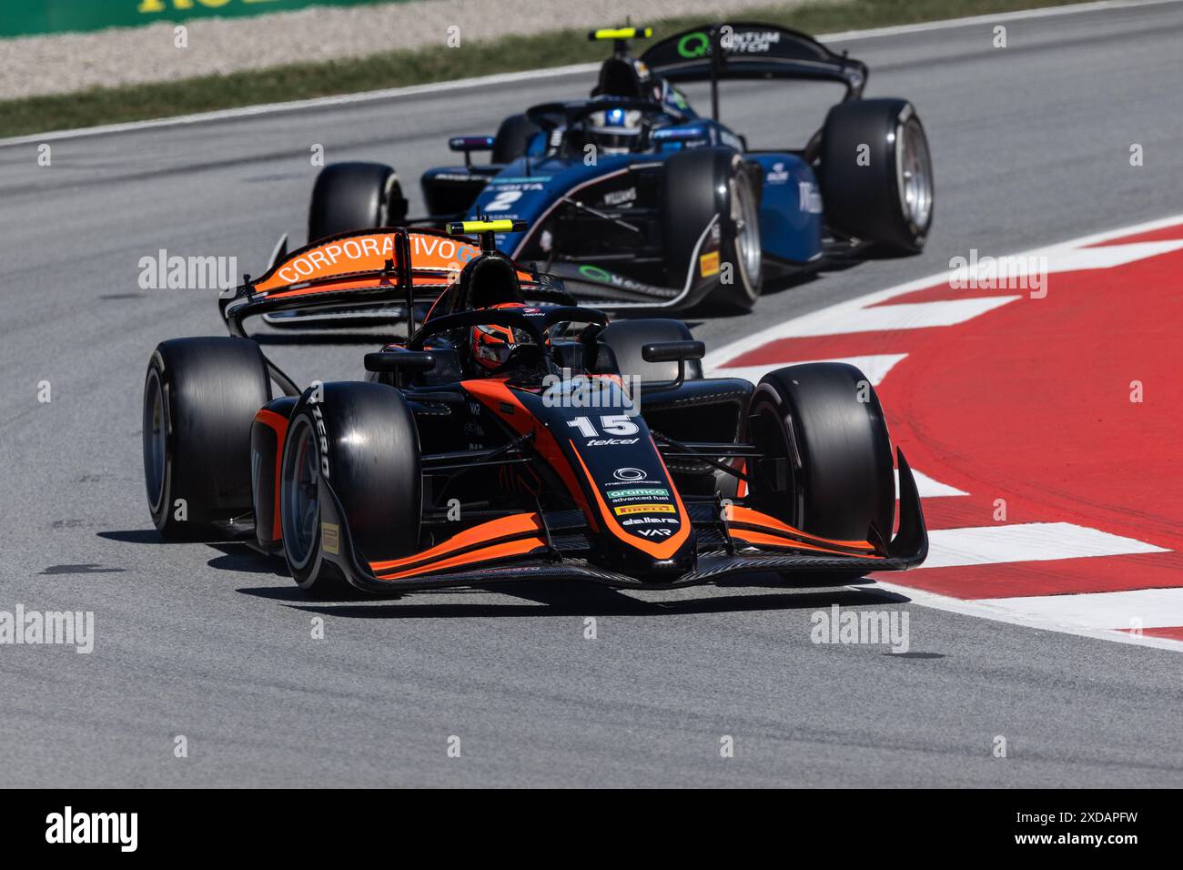 15 VILLAGOMEZ Rafael (mex), Van Amersfoort Racing, Dallara F2 2024, action lors de la 6ème manche du Championnat FIA de formule 2 2024 du 21 au 23 juin 2024 sur le circuit de Barcelona-Catalunya, à Montmelo, Espagne Banque D'Images