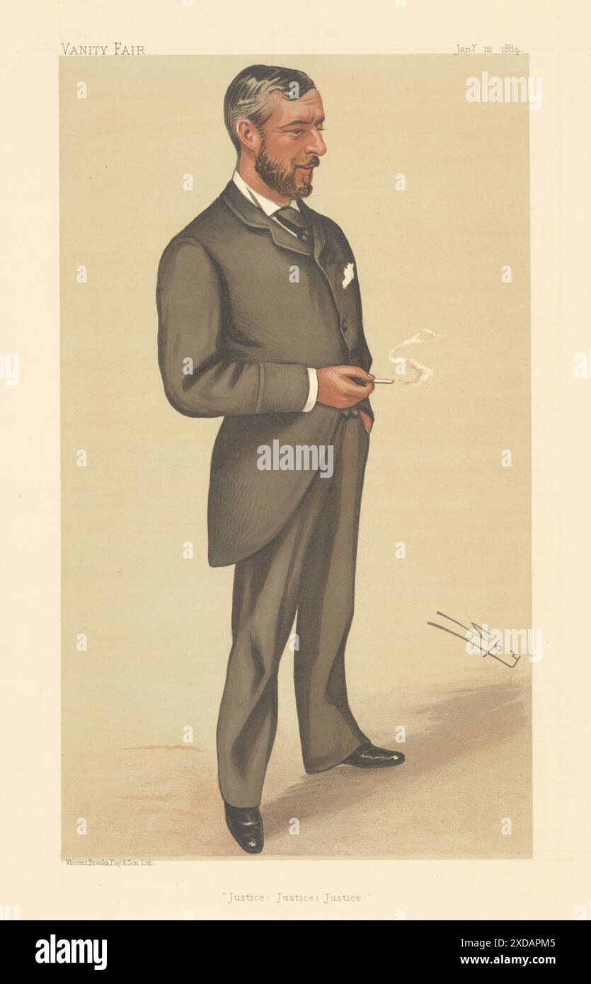 VANITY FAIR ESPION CARICATURE Edward Baldwin Malet 'Justice! Justice! Justice!' 1884 Banque D'Images