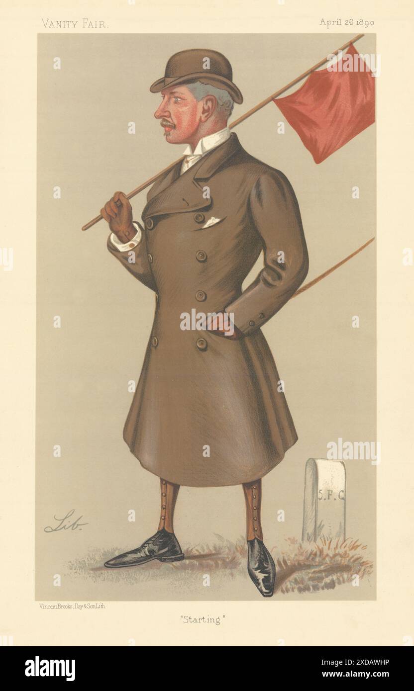VANITY FAIR SPY CARICATURE Lord Marcus Beresford 'Starting' Racing. Par Lib 1890 Banque D'Images