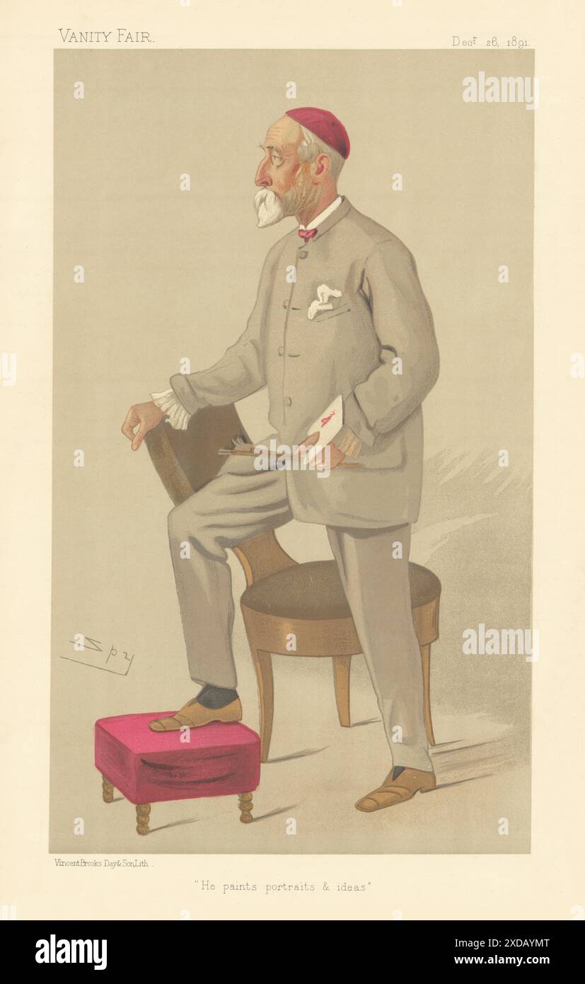 LE DESSIN ANIMÉ de L'ESPION VANITY FAIR George Frederic Watts « il peint des portraits et des idées » 1891 Banque D'Images