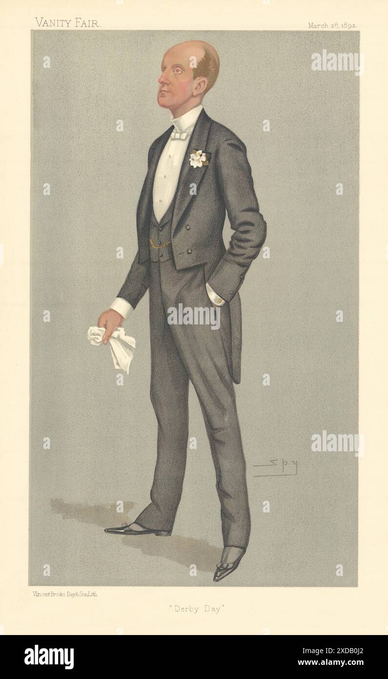 LE DESSIN ANIMÉ DE L'ESPION VANITY FAIR Lord Elcho 'derby Day' Suffolk 1892 Old imprimé antique Banque D'Images